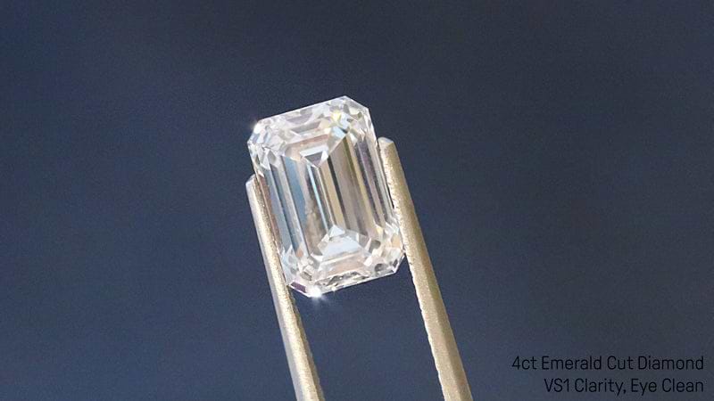 4ct Emerald Cut diamond with VS1 clarity.