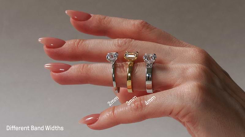 2mm Band, 3mm Band, 4mm Band On Hand
