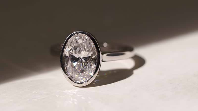 Oval Cut White Gold Full Bezel Engagement Ring