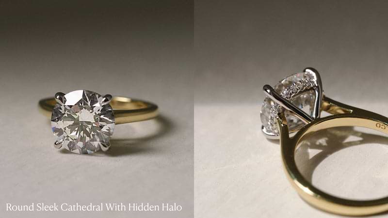 Round diamond ring with hidden halo.