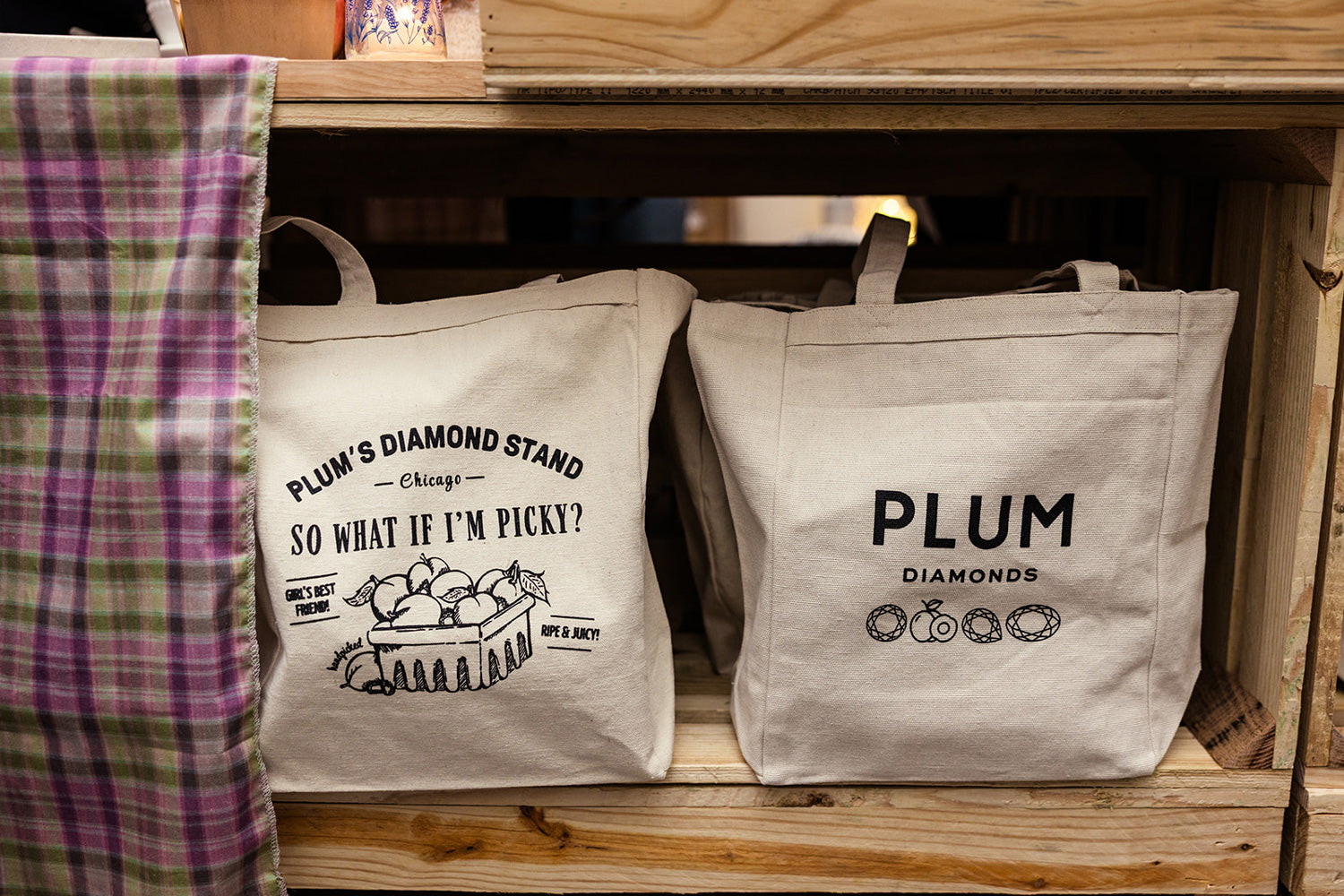 Plum's Diamond Stand totes.