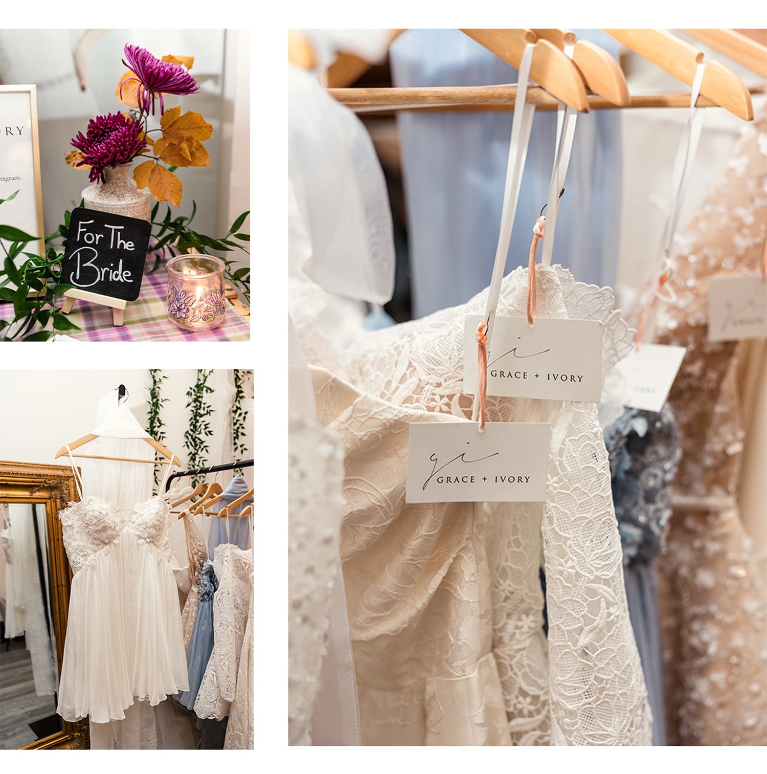 Made to measure bridal and reception dresses from Grace + Ivory.