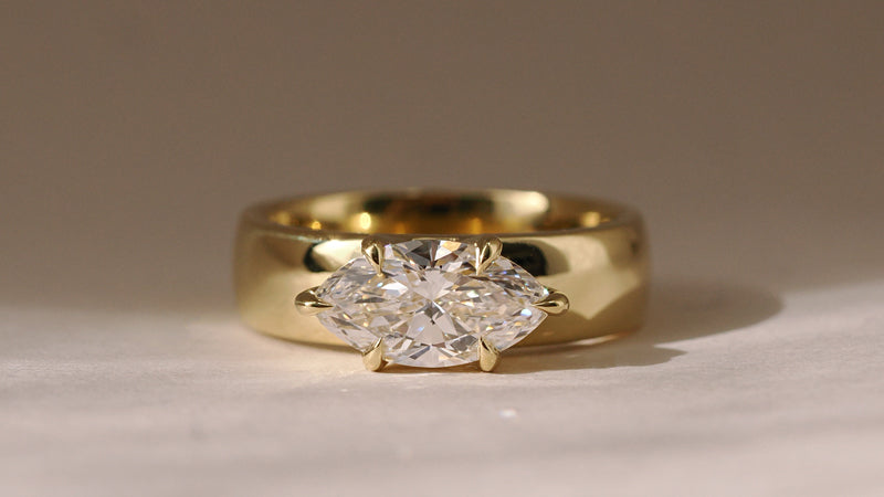 Marquise East West Wide Band Ring