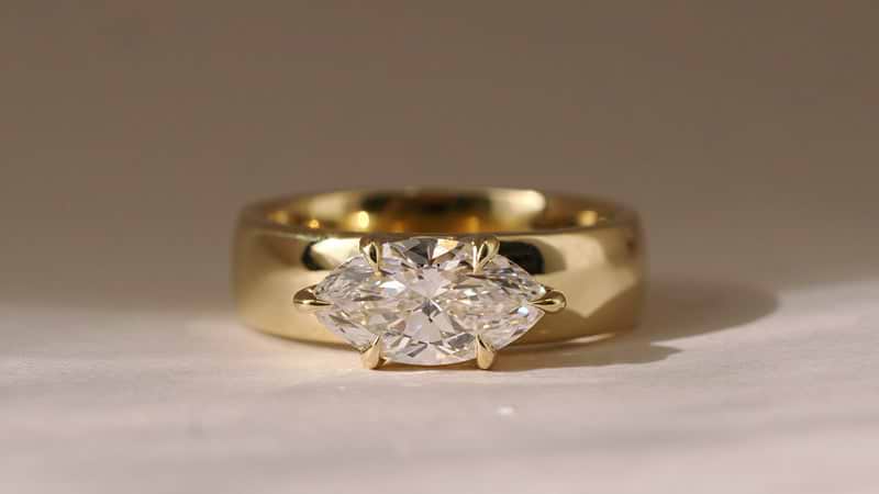 Marquise East West Wide Band Ring