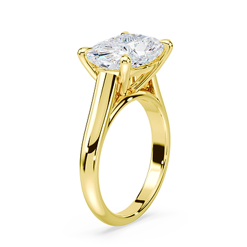 East-West Cushion Cut Cathedral Ring