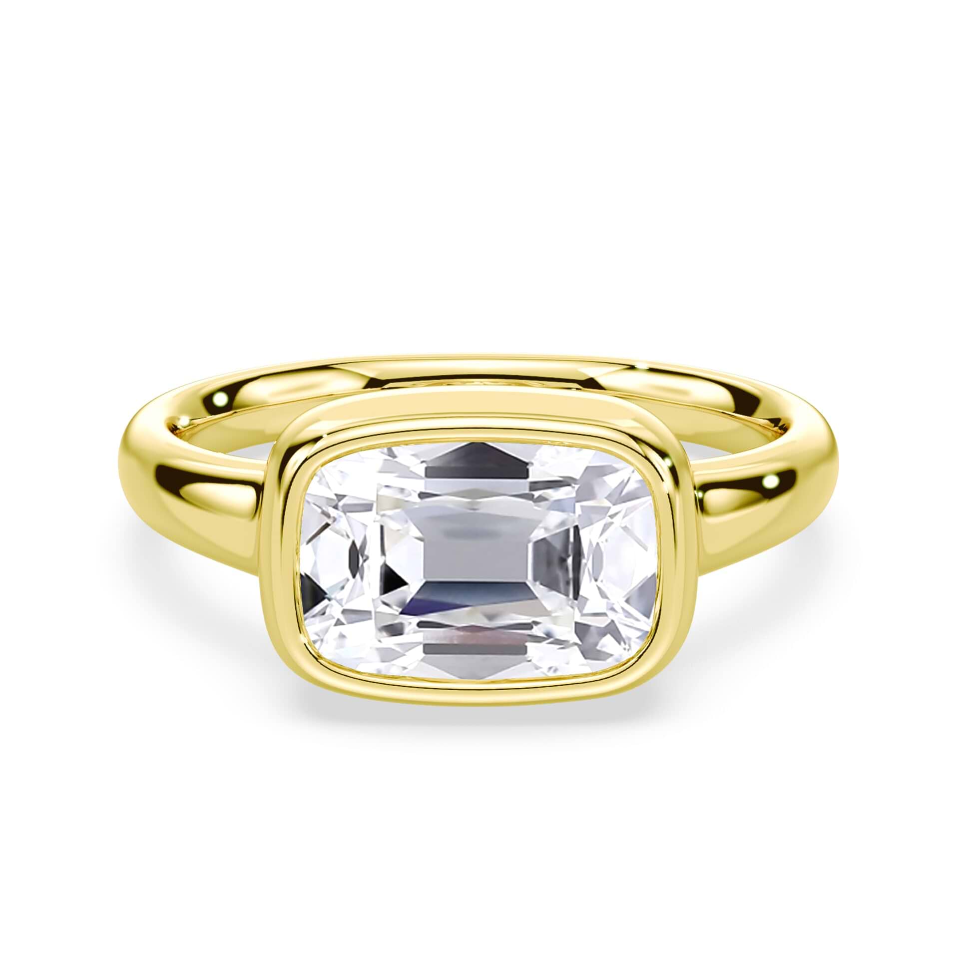 Old Mine Cut East-West Wide Bezel Ring