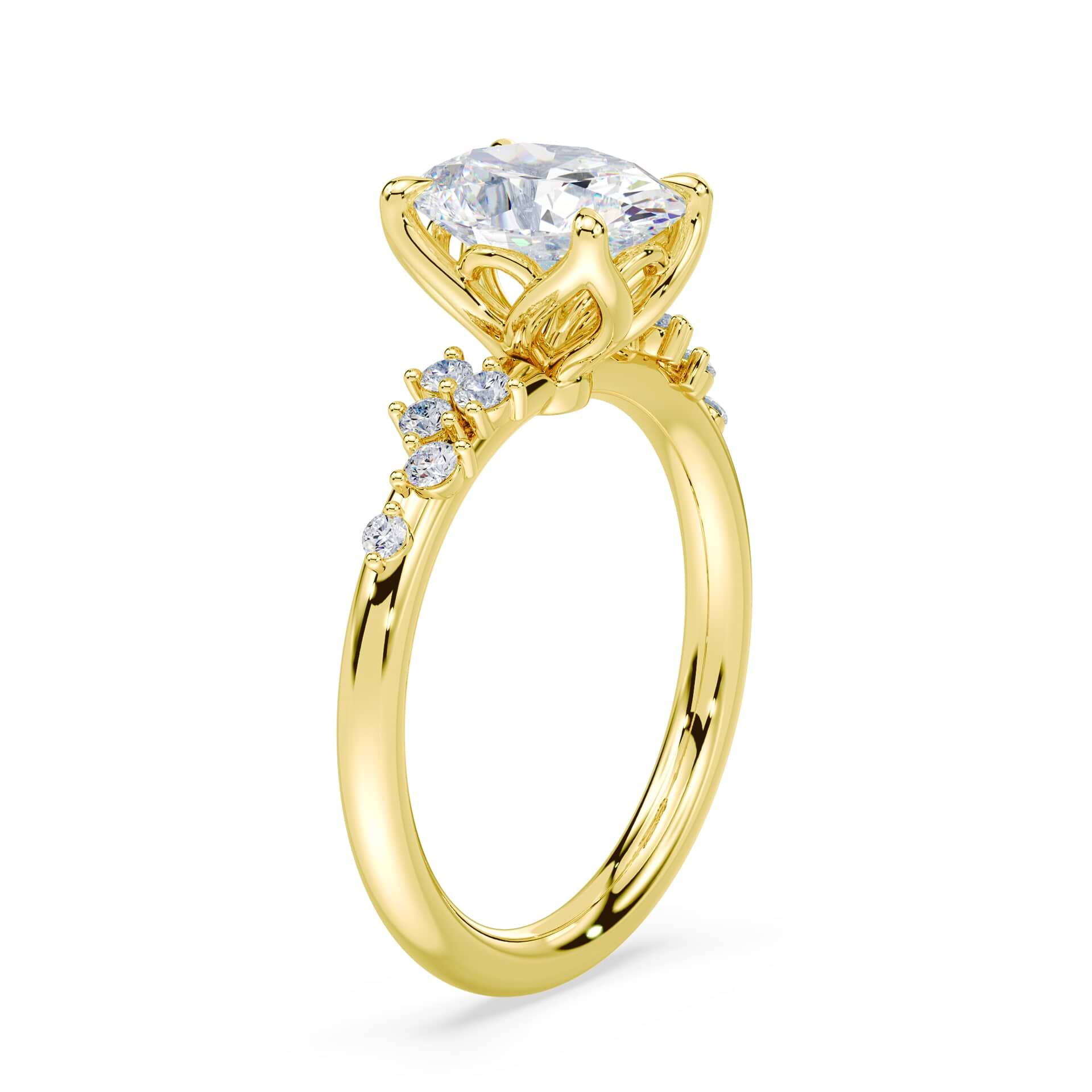 Oval Petals Cluster Ring