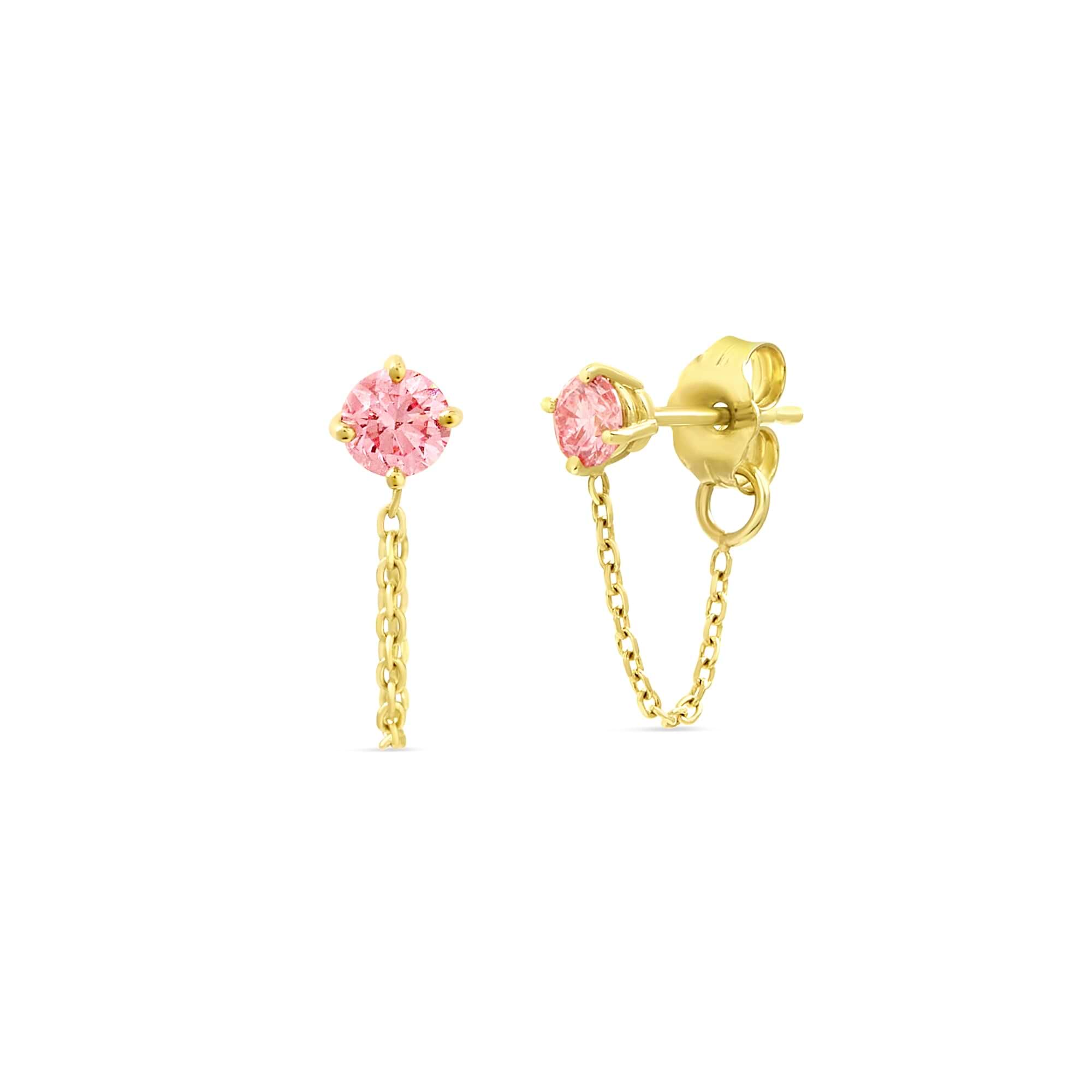 Pink Diamond Chain Studs