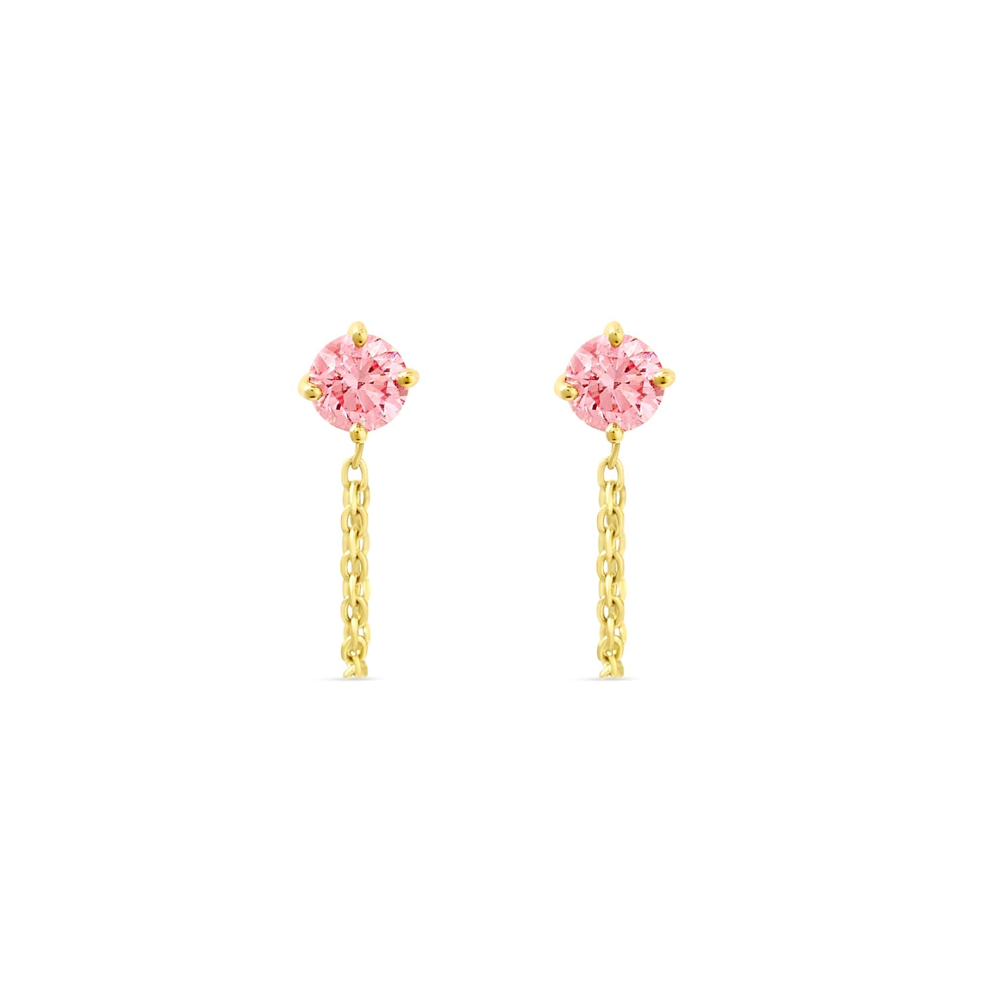 Pink Diamond Chain Studs