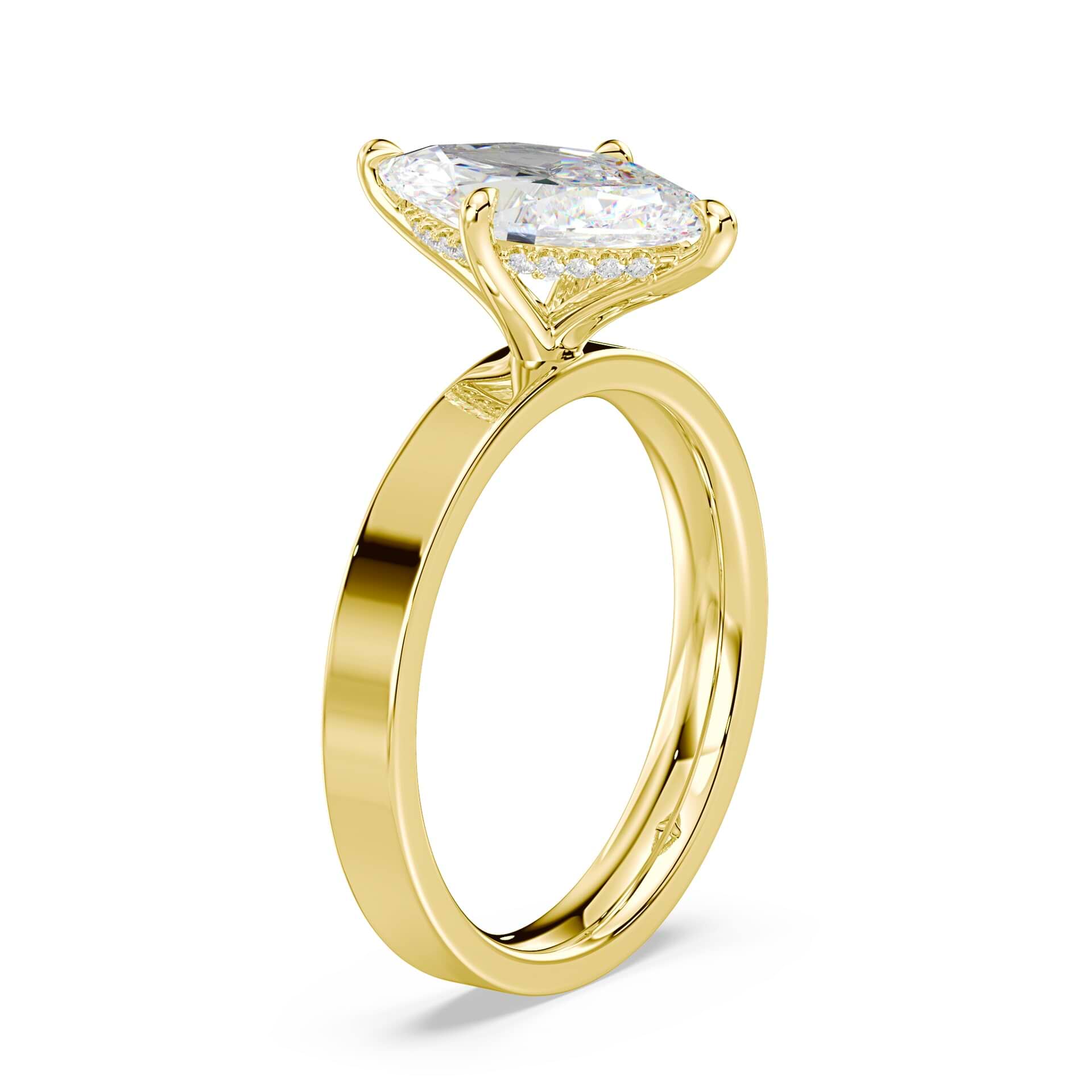 Marquise Hidden Halo Wide Solitaire