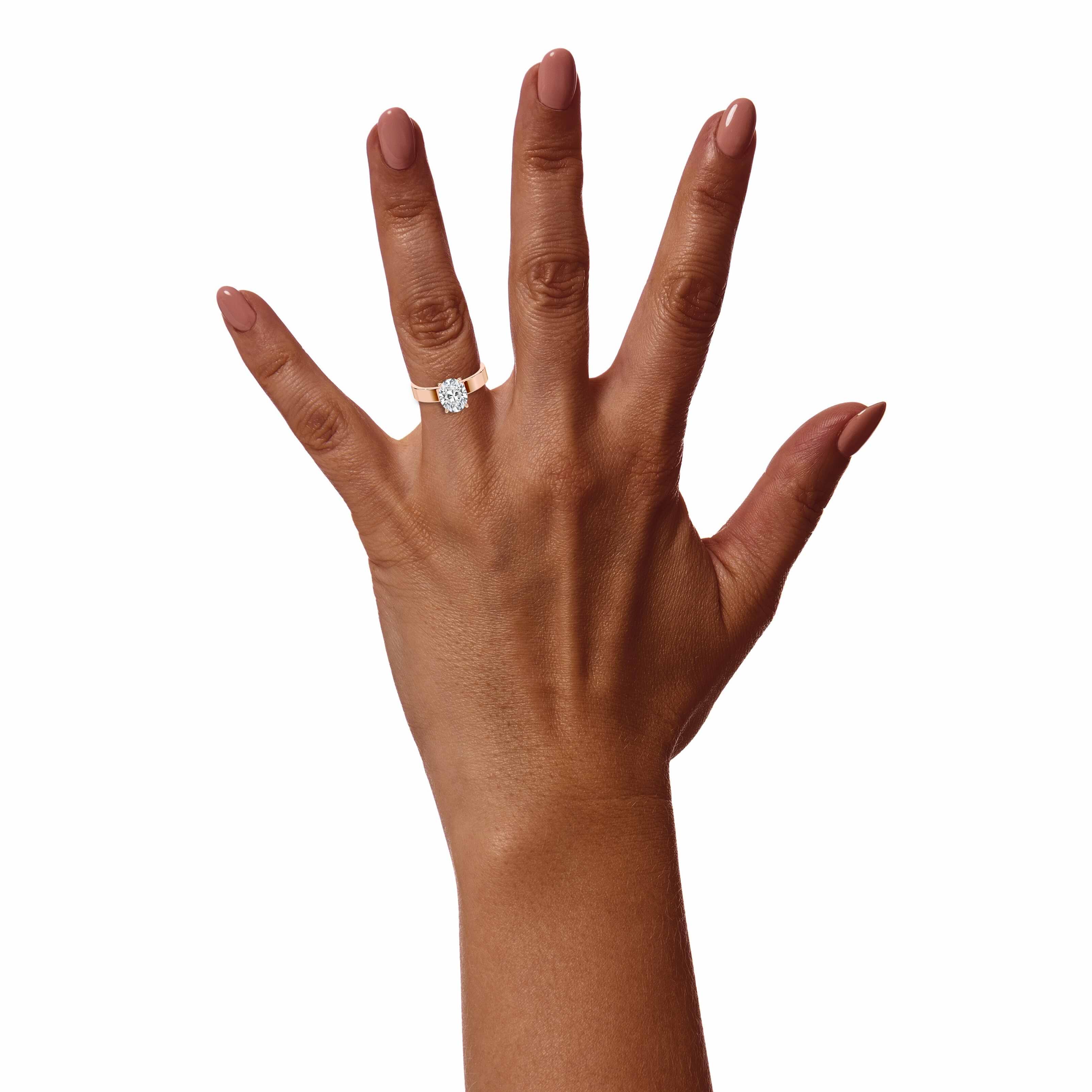 Oval Hidden Halo Wide Solitaire