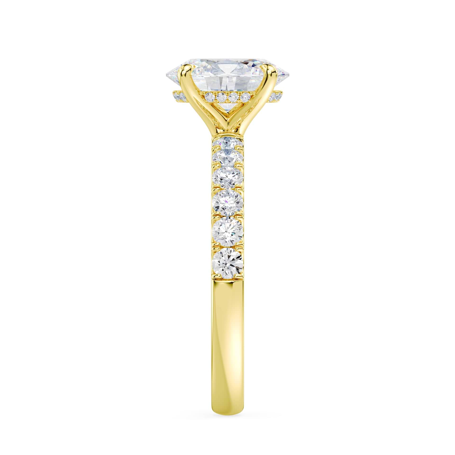 Oval Hidden Halo Medium Pave Ring