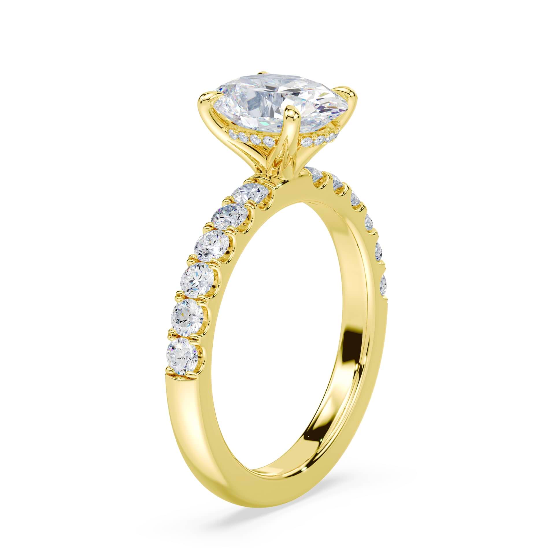 Oval Hidden Halo Medium Pave Ring