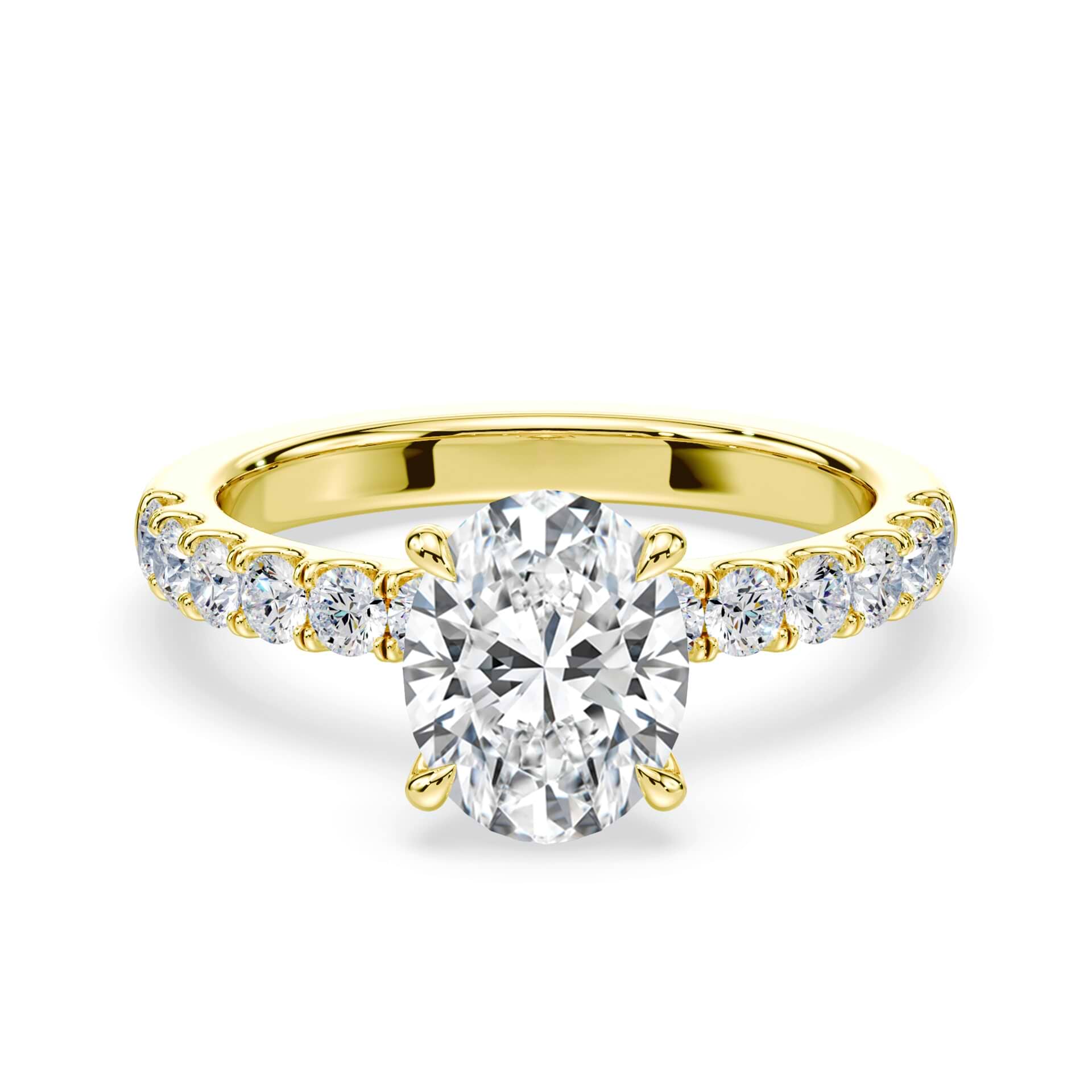 Oval Hidden Halo Medium Pave Ring