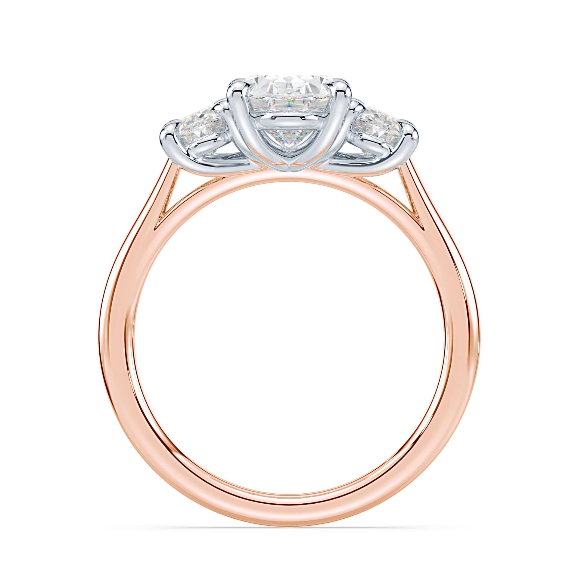 Oval Three Stone Trellis Ring