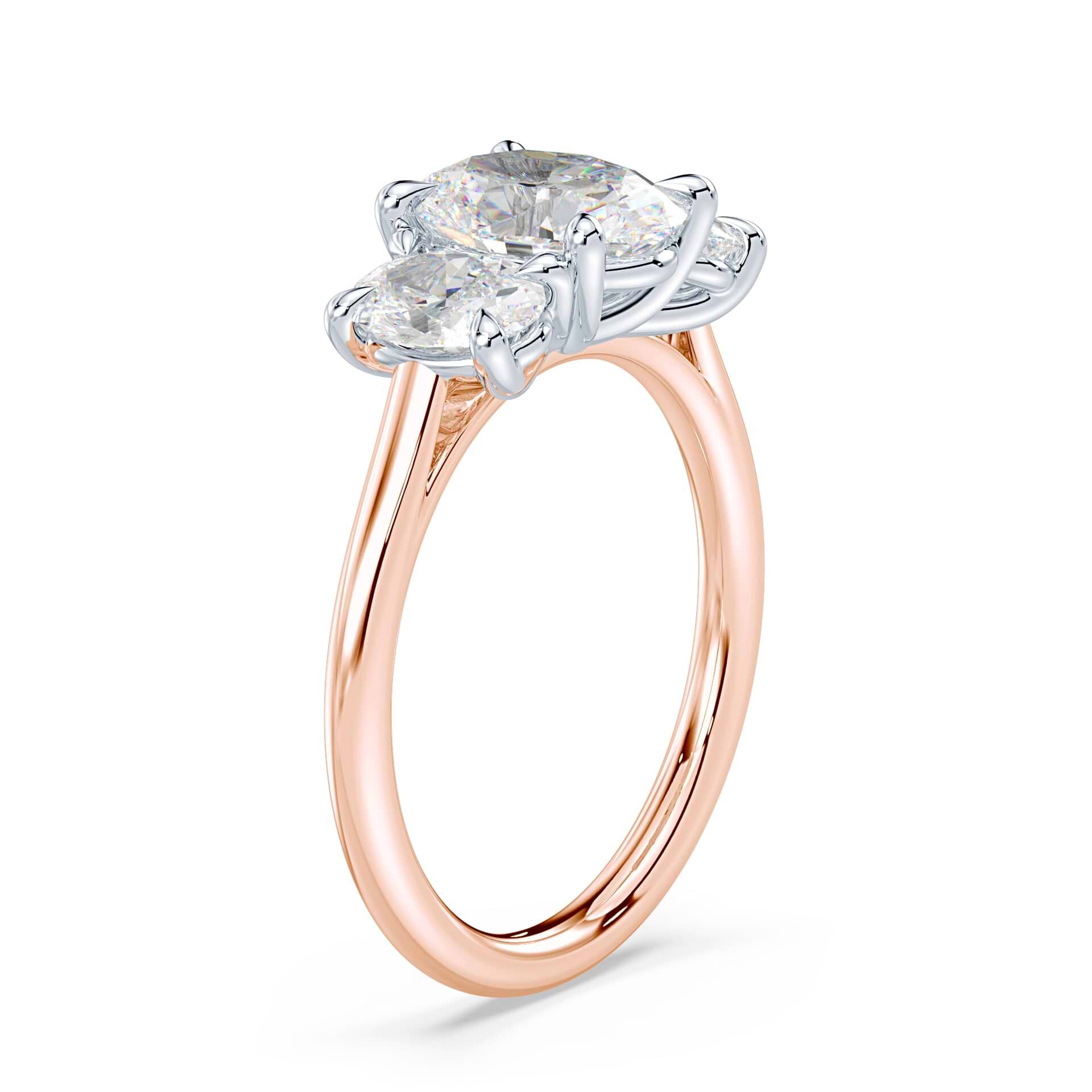 Oval Three Stone Trellis Ring