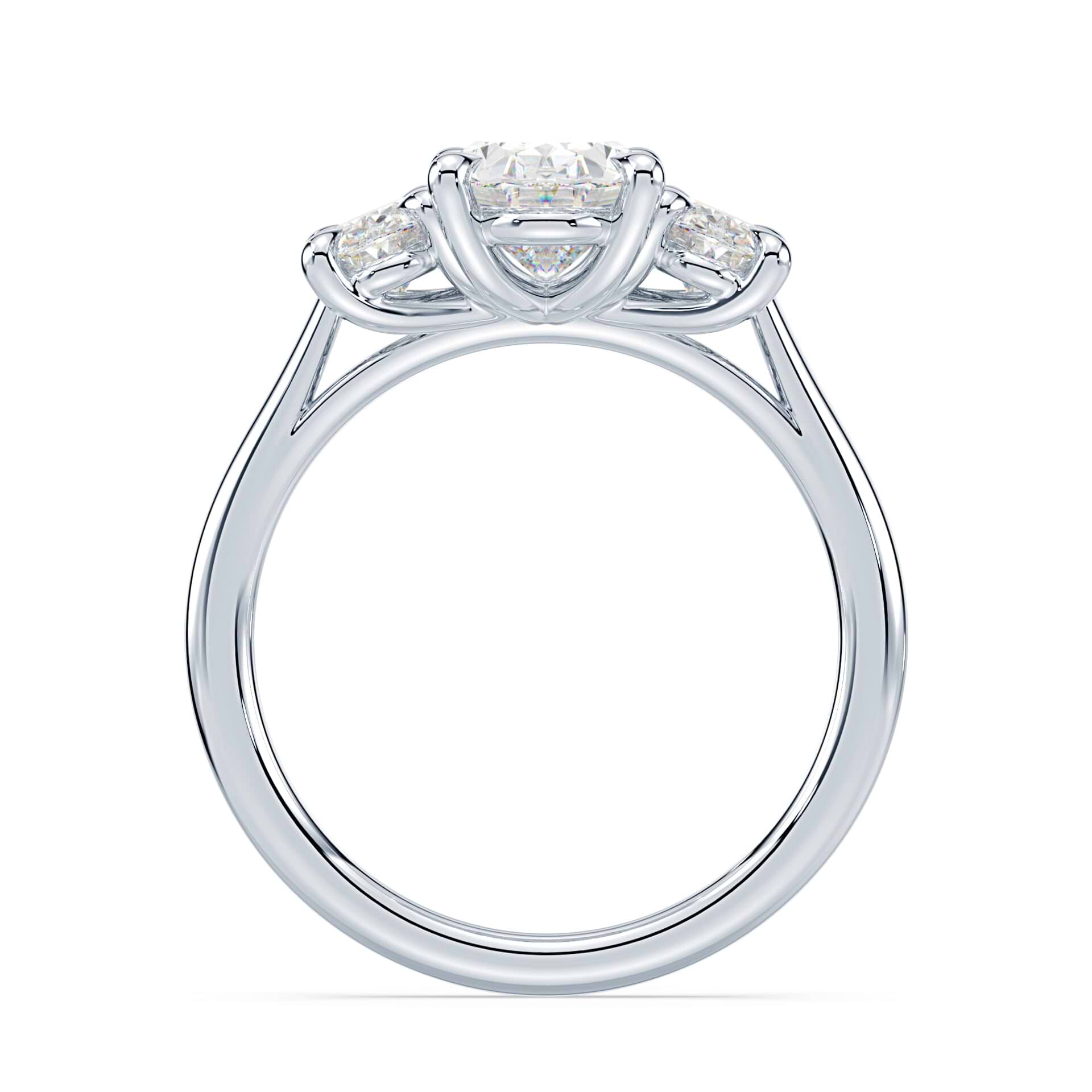 Oval Three Stone Trellis Ring