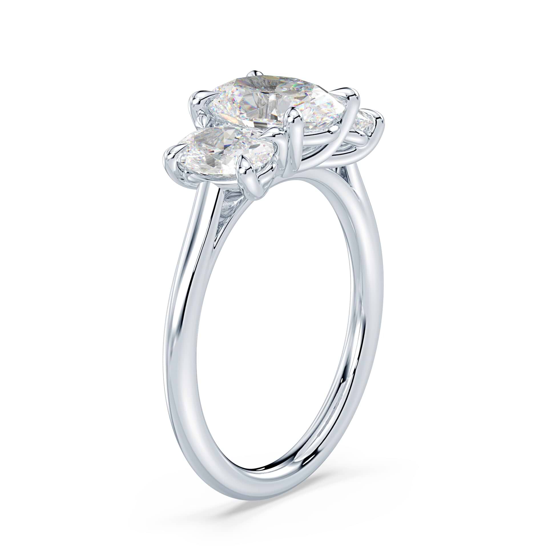 Oval Three Stone Trellis Ring