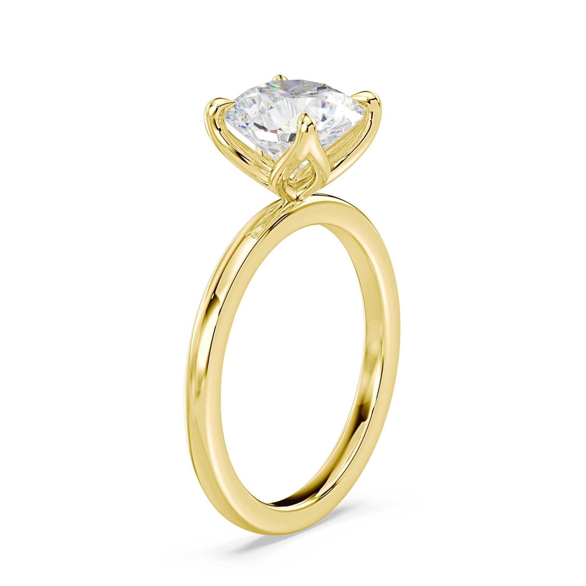 Round Tulip Engagement Ring Plum Diamonds