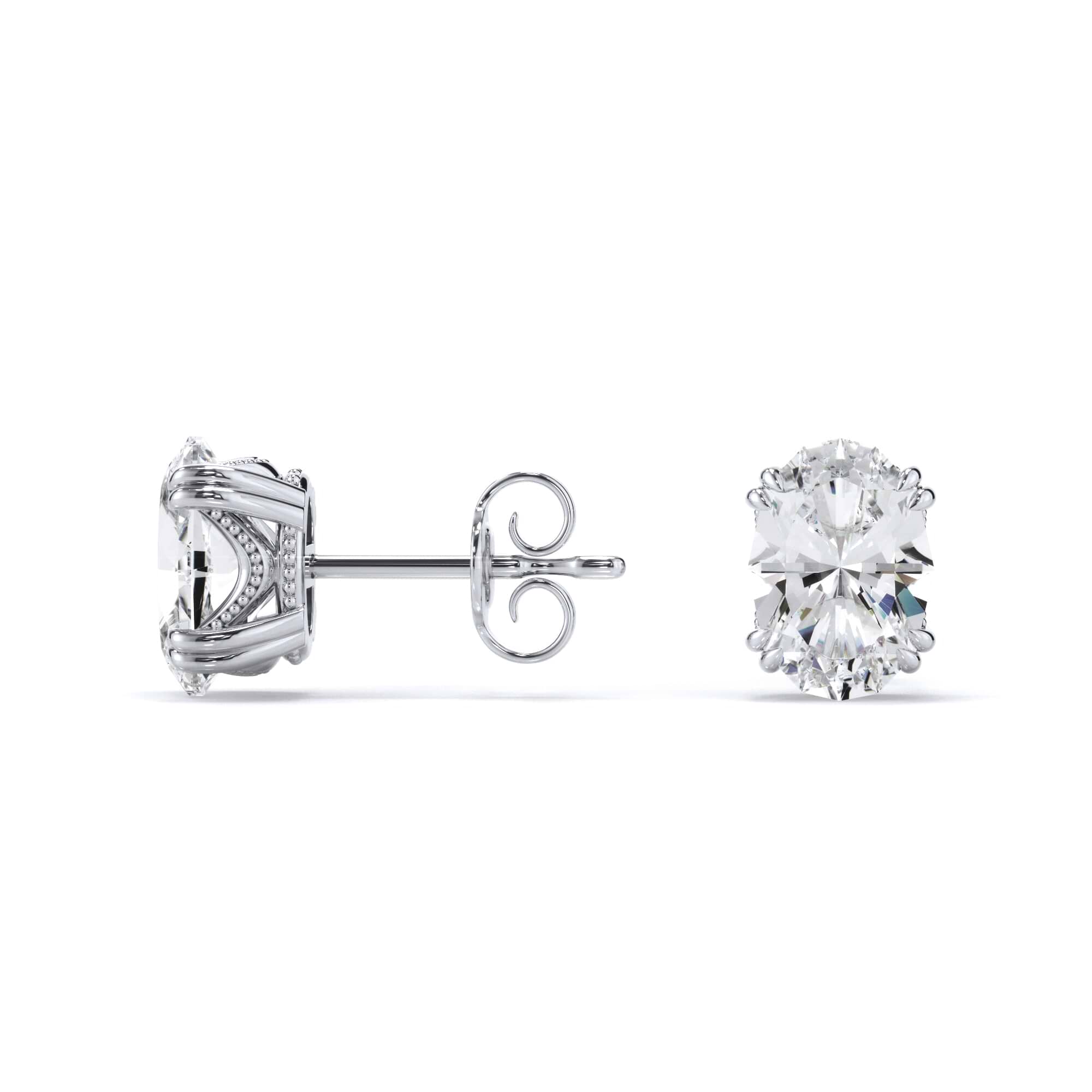 Antique Cut Oval Stud Earrings