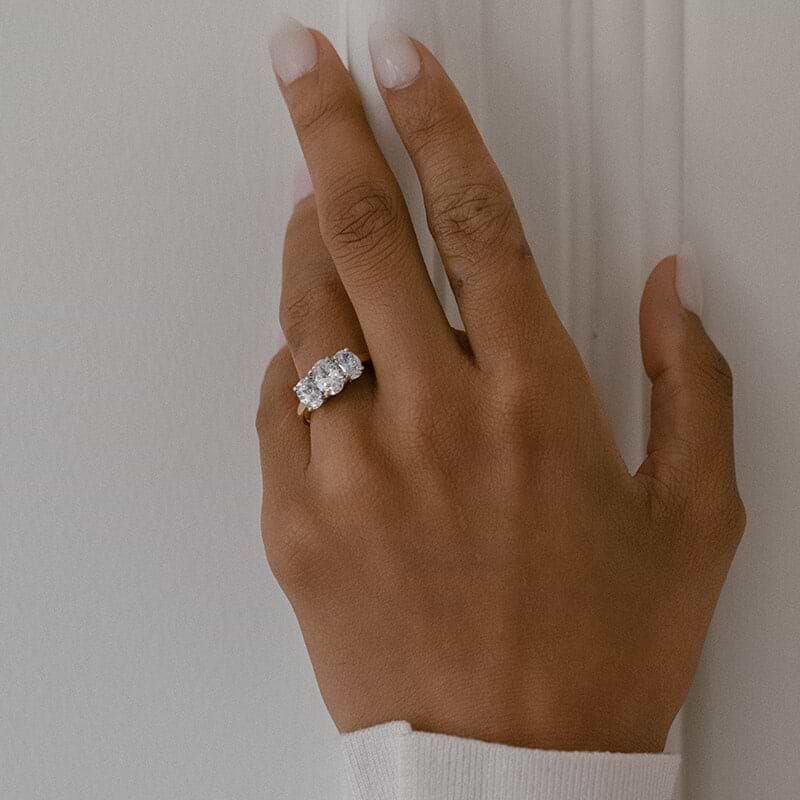 Oval Three Stone Trellis Ring