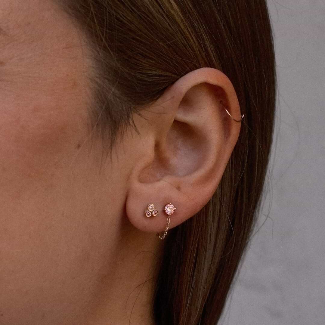 Pink Diamond Chain Studs