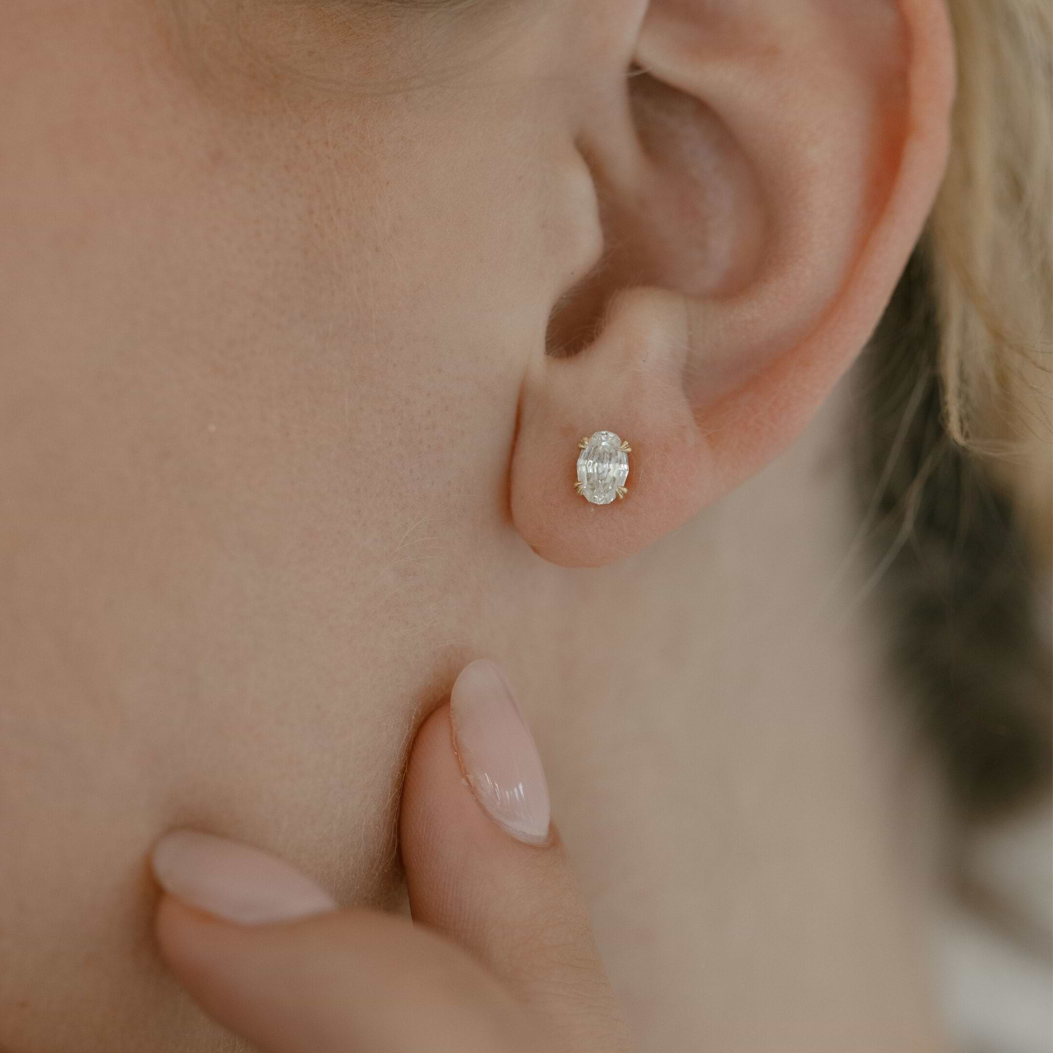 Antique Cut Oval Stud Earrings