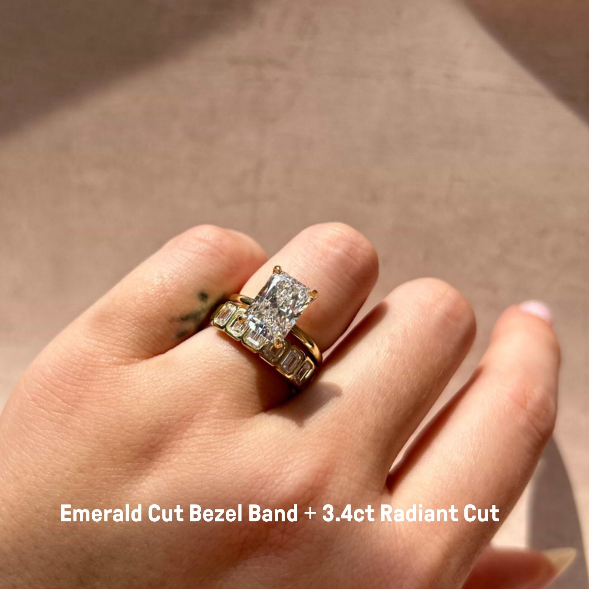 Emerald Cut Lab Diamond Bezel Band Plum Diamonds