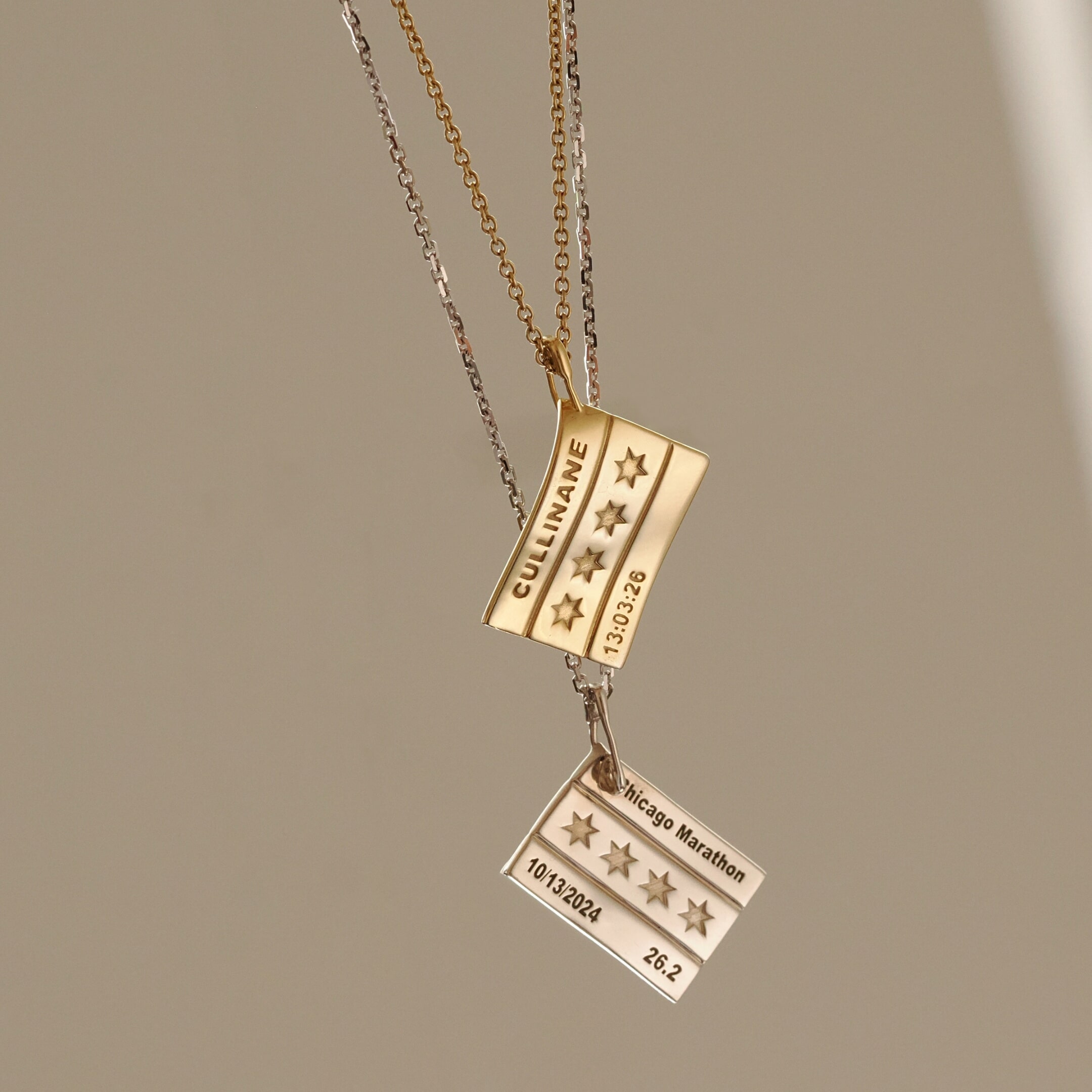 Chicago Marathon Yellow Gold Pendant