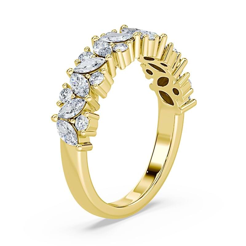 Marquise and Round Lab Diamond Wedding Ring Plum Diamonds