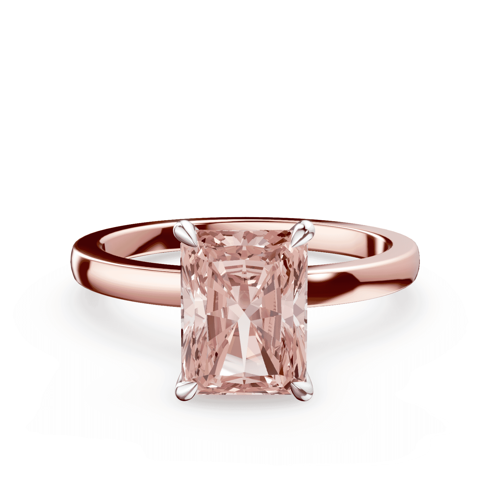 Radiant Cut Pink Diamond Ring Plum Diamonds