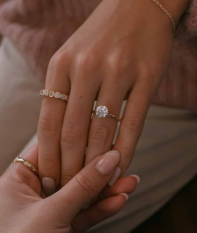 Custom Compass Set Old Mine Cut Diamond Ring On Hand