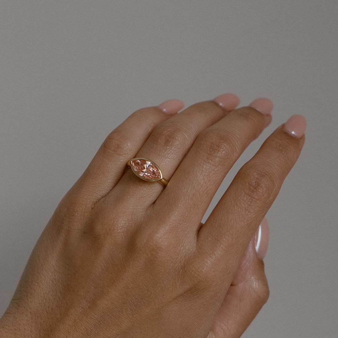 Marquise Cut 1.90ct Fancy Pink Diamond East West Bezel Ring