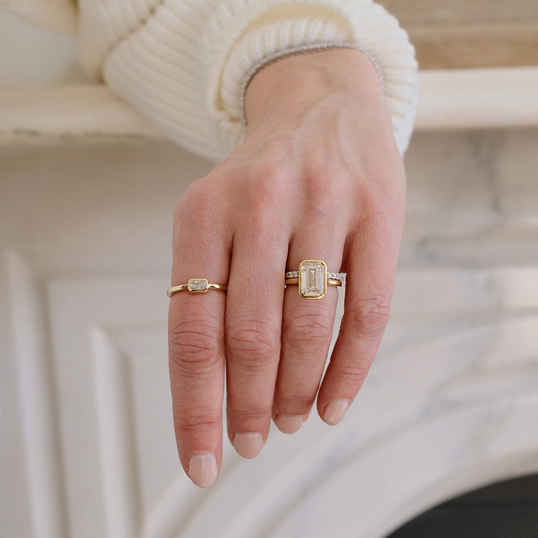 Emerald Cut 3.24ct Cathedral Bezel Ring
