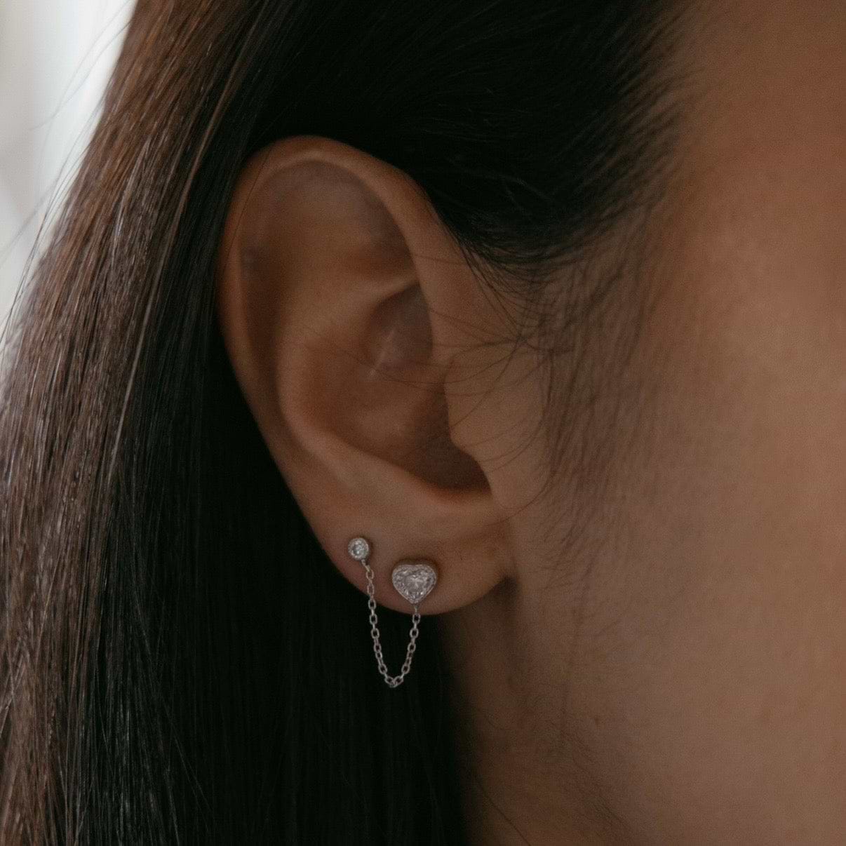 One-of-a-Kind Beaded Double Heart Stud Earrings