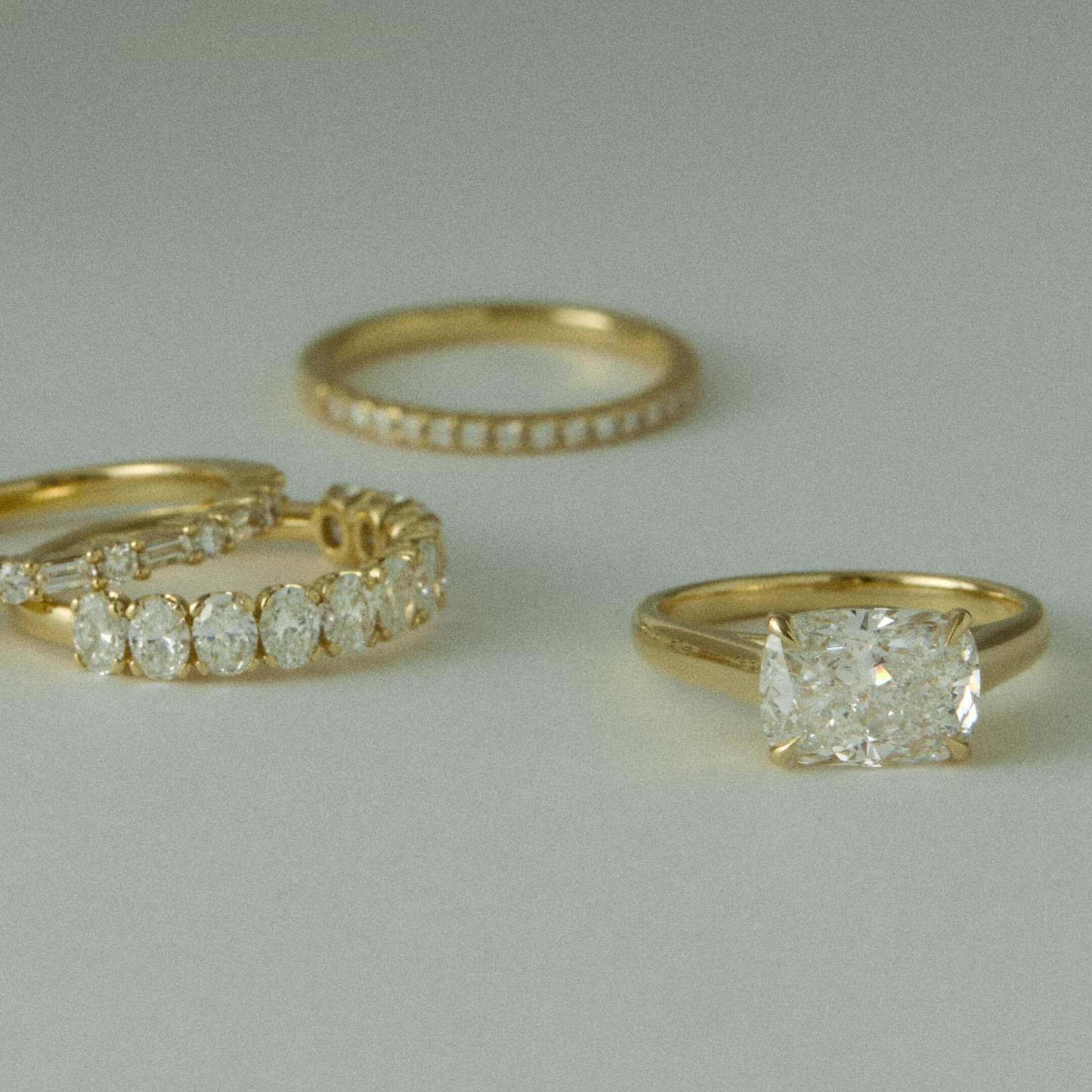 Cushion Cut 3.21ct East West Cathedral Ring