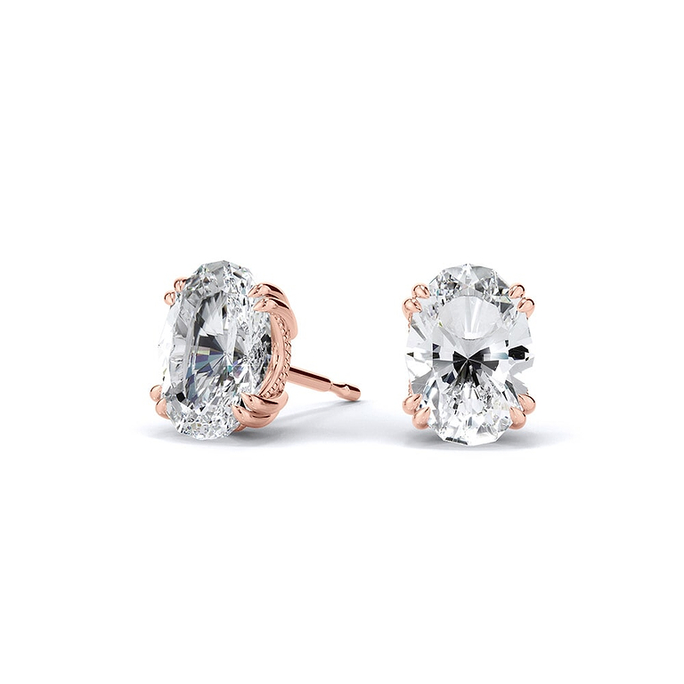 Antique-Inspired Oval Step-Cut Lab Diamond Studs