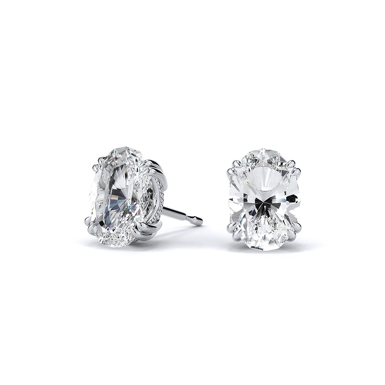 Antique-Inspired Oval Step-Cut Lab Diamond Studs
