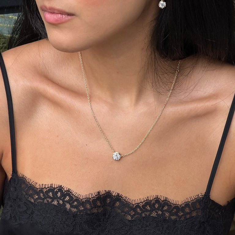Button Back Diamond Pendant