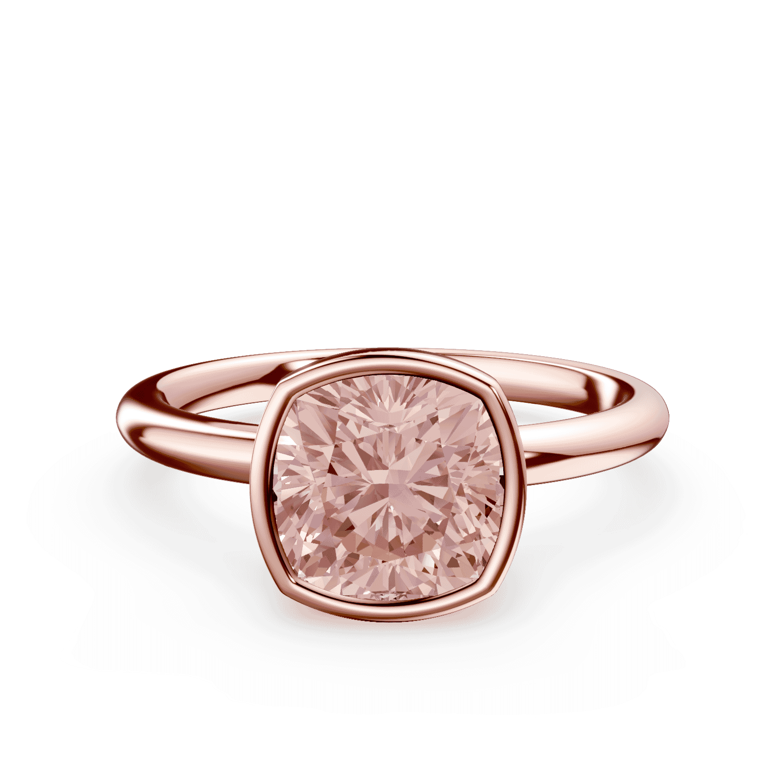 Cushion Cut Bezel Pink Diamond Ring