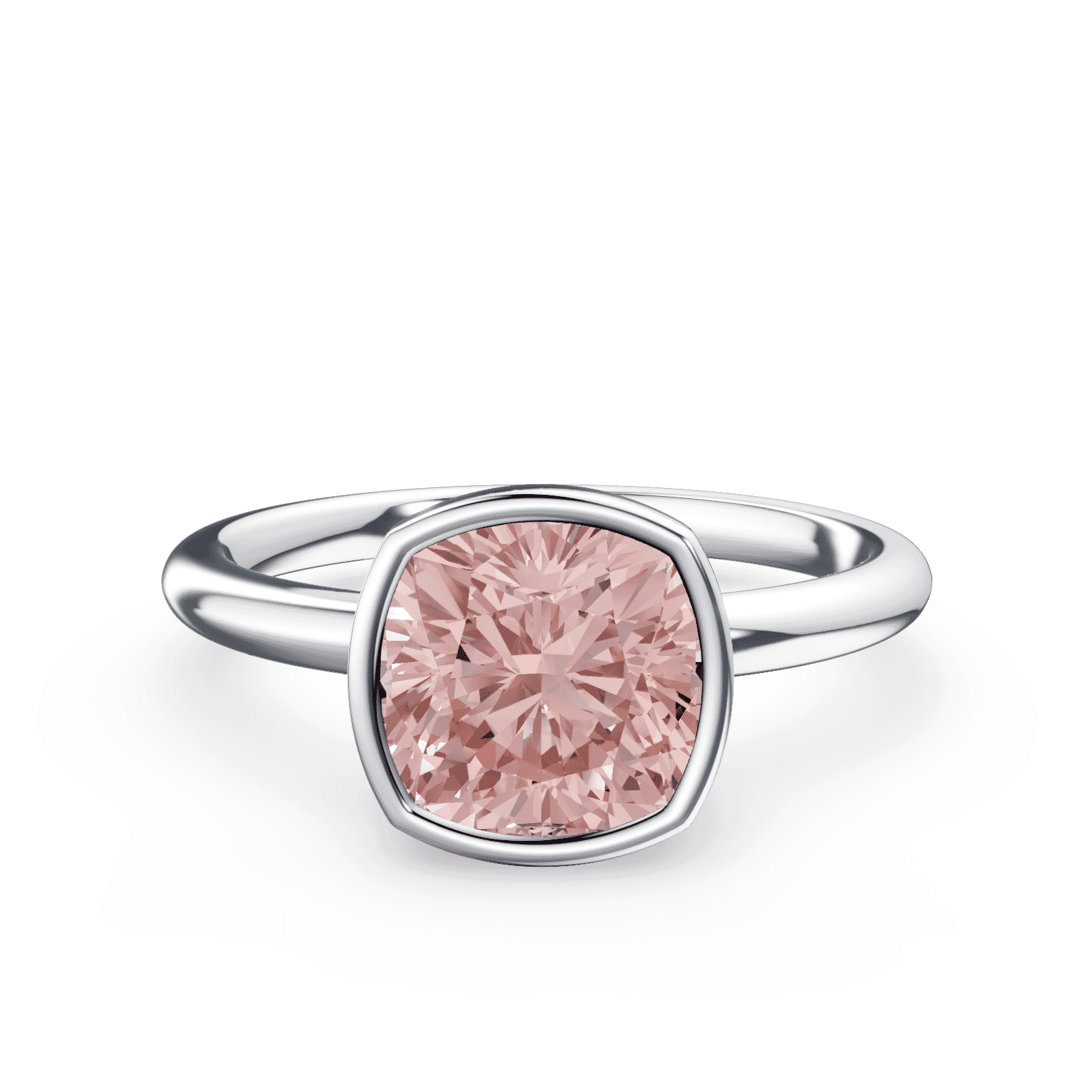 Cushion Cut Bezel Pink Diamond Ring