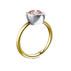 Cushion Cut Bezel Pink Diamond Ring