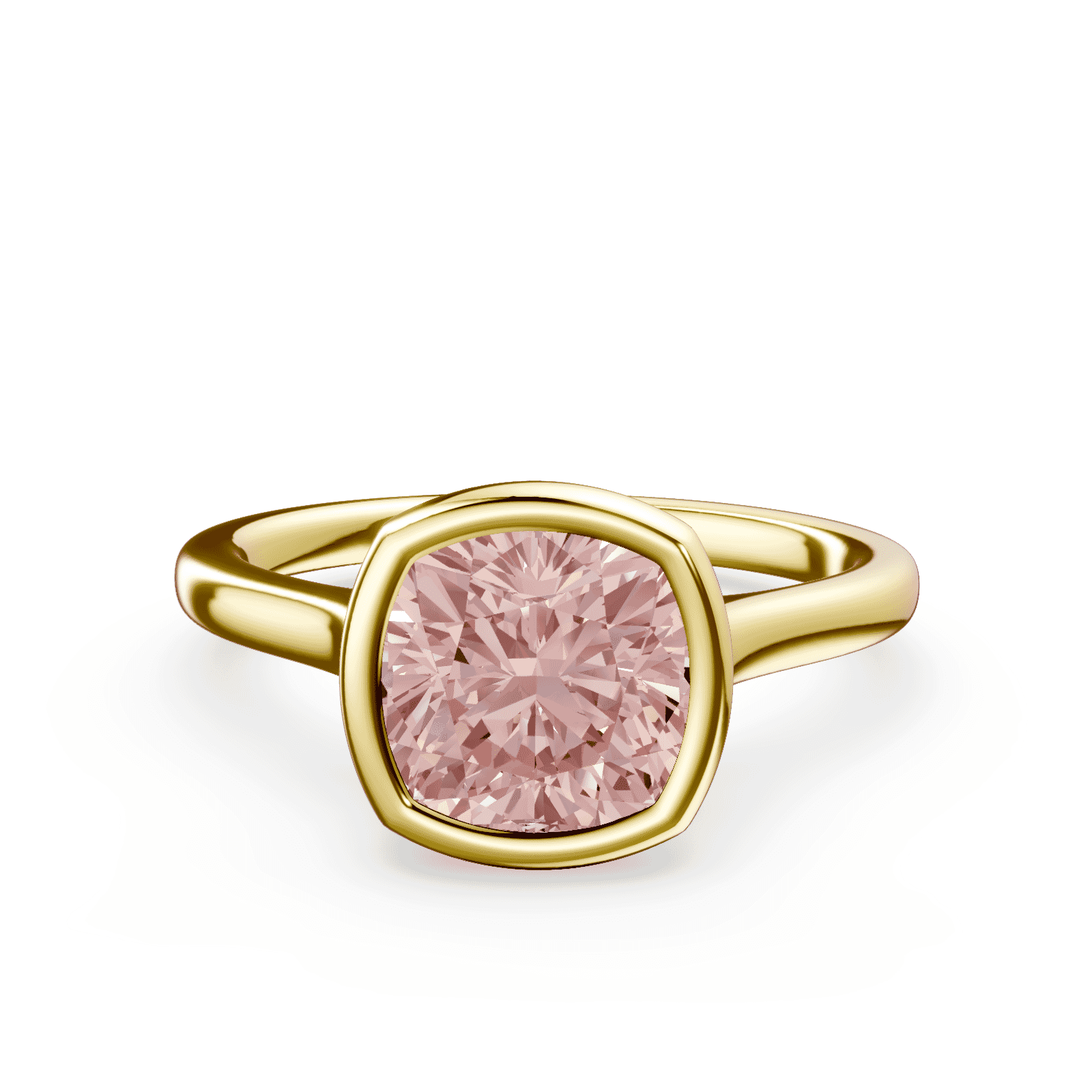 Cushion Cut Cathedral Bezel Pink Diamond Ring