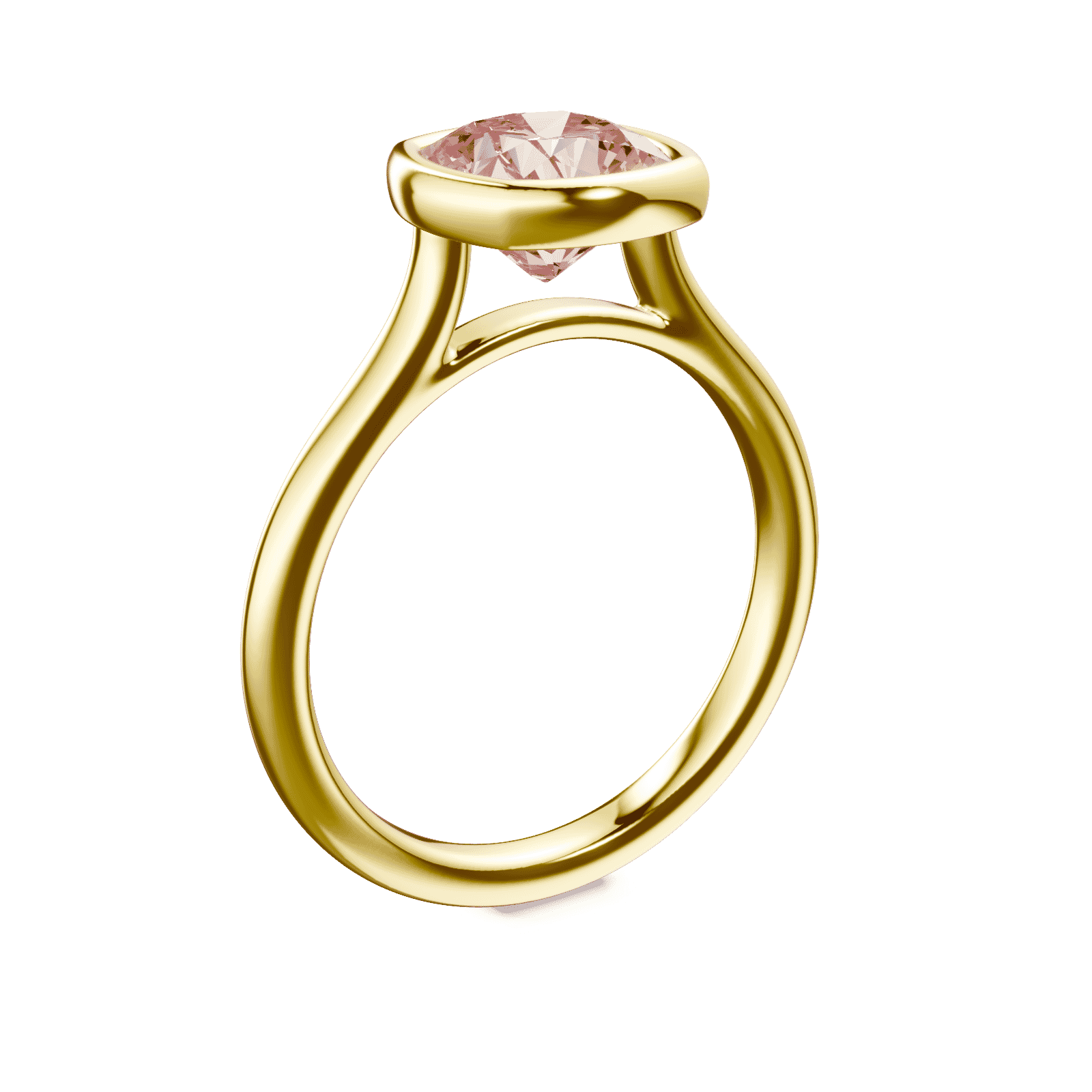 Cushion Cut Cathedral Bezel Pink Diamond Ring