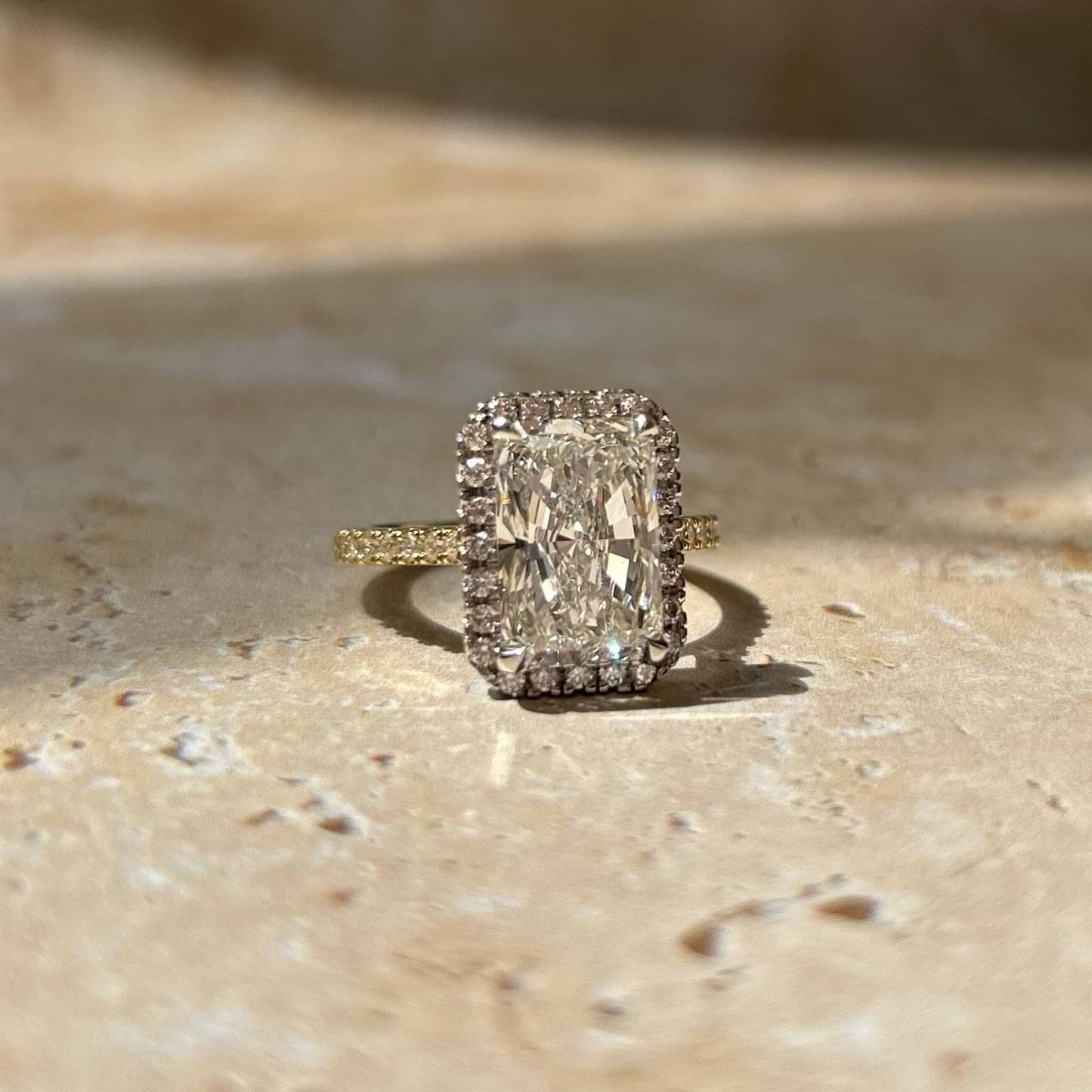 SOLD Radiant 5.22ct GVS1 IGI Lab Diamond Halo Ring