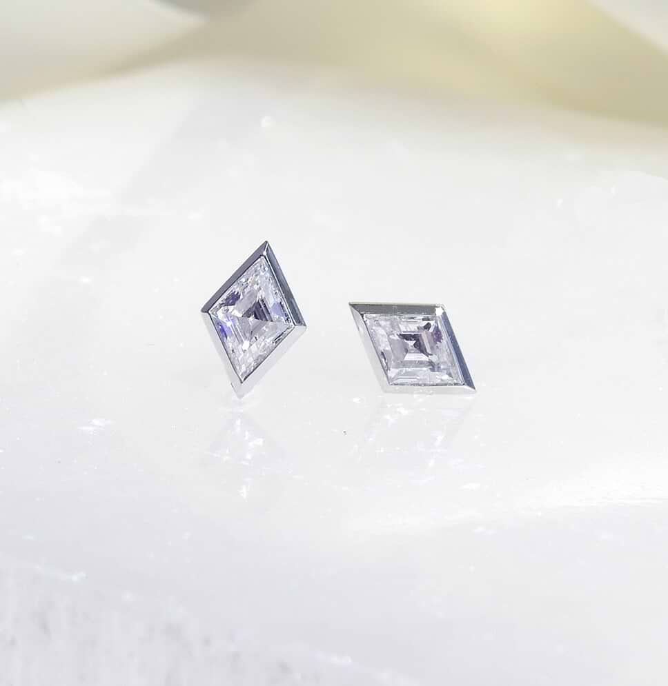 Specialty Cut Lozenge Lab Grown Diamond Studs | Plum
