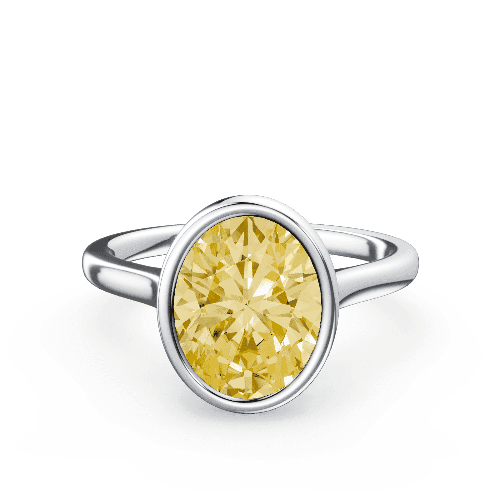 Oval Cathedral Bezel Yellow Diamond Ring