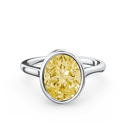 Oval Cathedral Bezel Yellow Diamond Ring