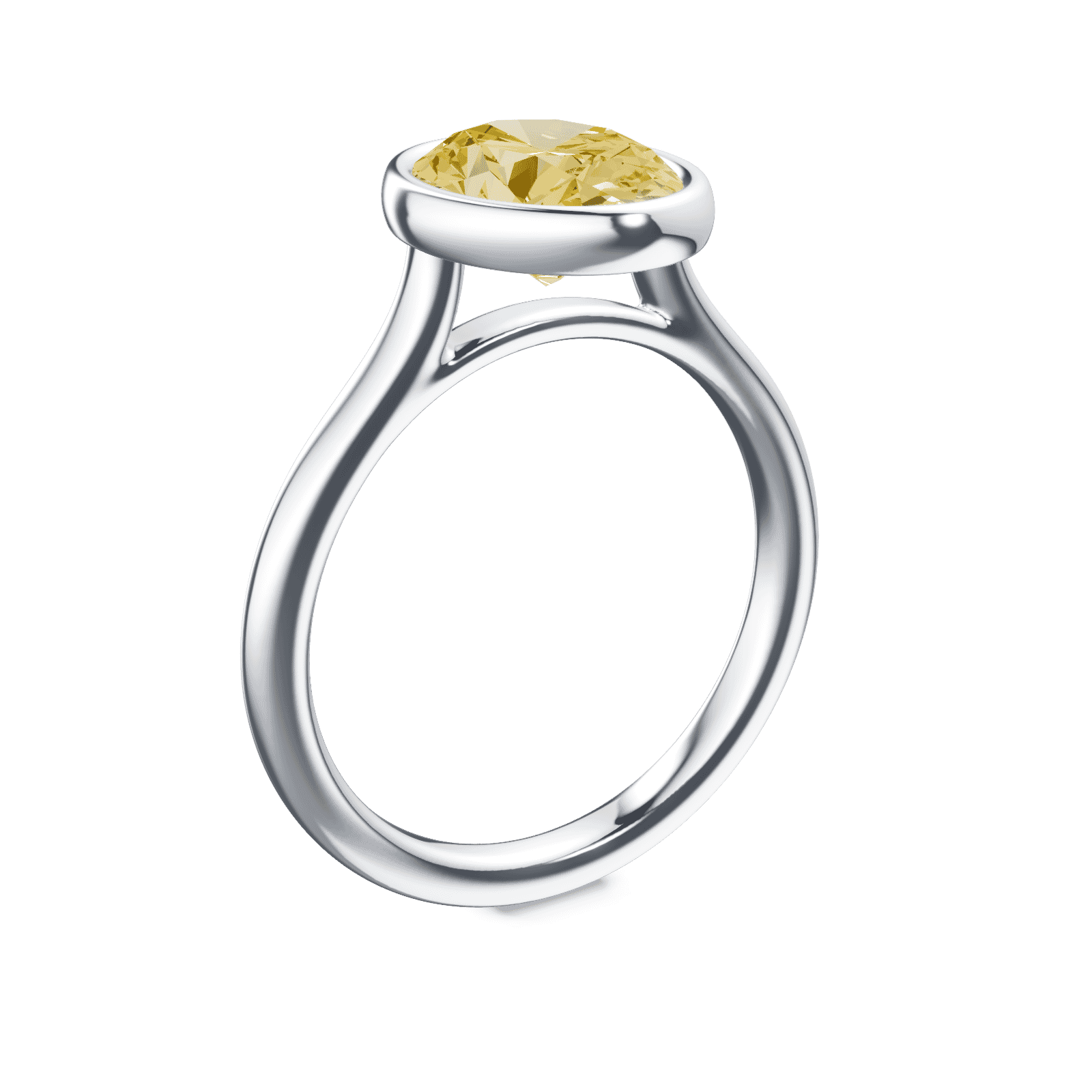 Oval Cathedral Bezel Yellow Diamond Ring