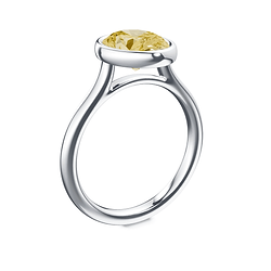 Oval Cathedral Bezel Yellow Diamond Ring